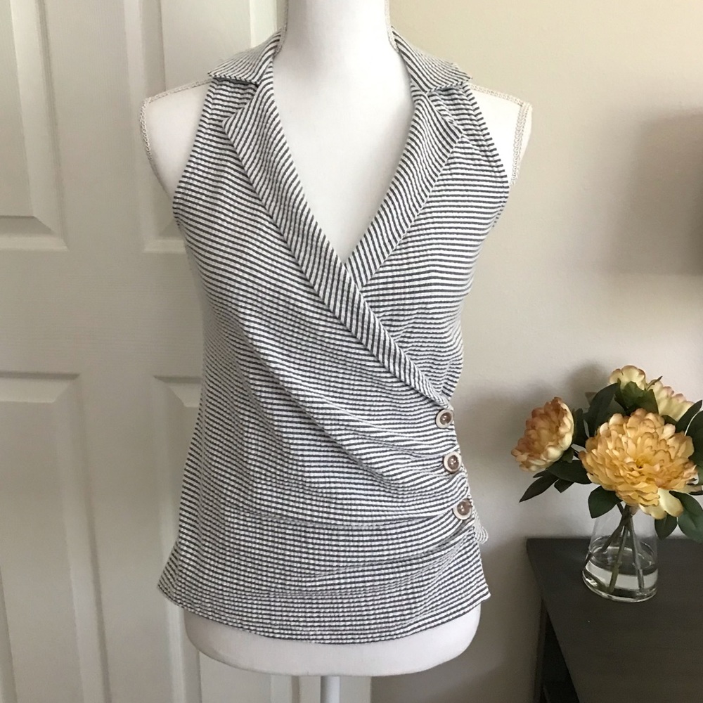 Anthropologie Sleeveless Collared Blouse Top